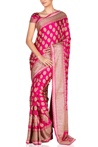 Hot pink silk sari