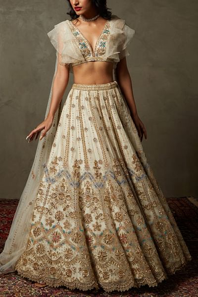 Off white embroidered lehenga set