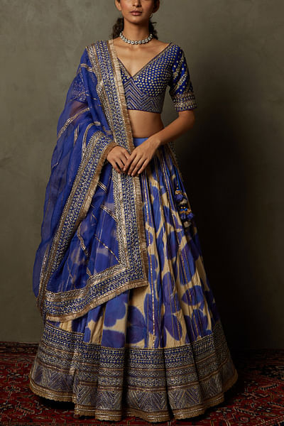 Purple and ivory embroidered lehenga set