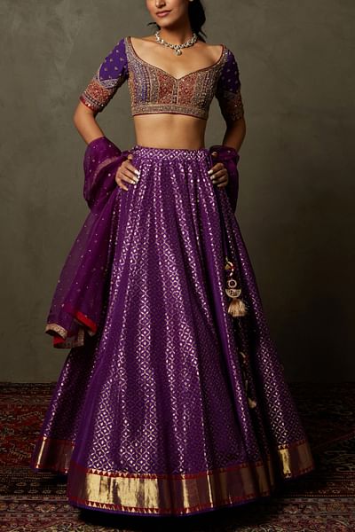 Purple embroidered lehenga set
