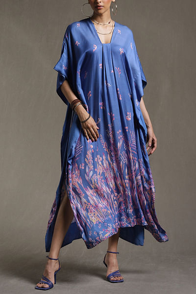 Blue printed kaftan dress