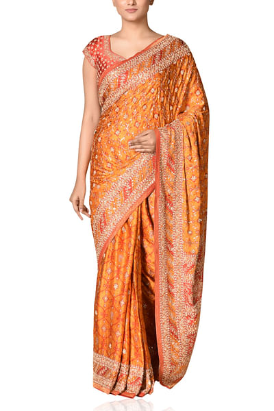 Printed and embroidered sari