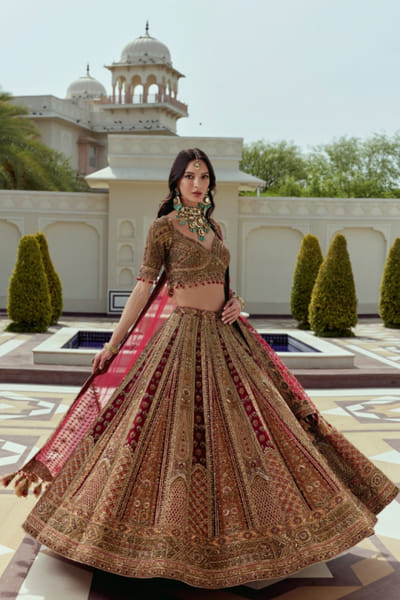 Roqa Multicolour sequin embroidered lehenga set ROQAJUL26D150670