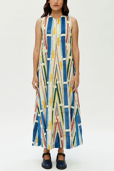 Multicolour printed organic cotton dress