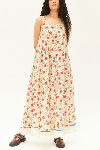 Multicolour printed maxi dress