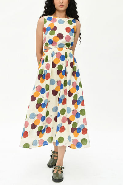 Polka print cotton dress