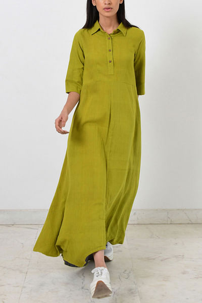 Green collared dress
