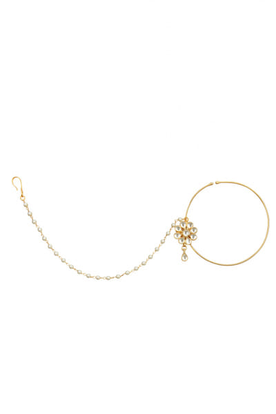 Riana Jewellery White jadtar flower nath RJEAUG20RN27