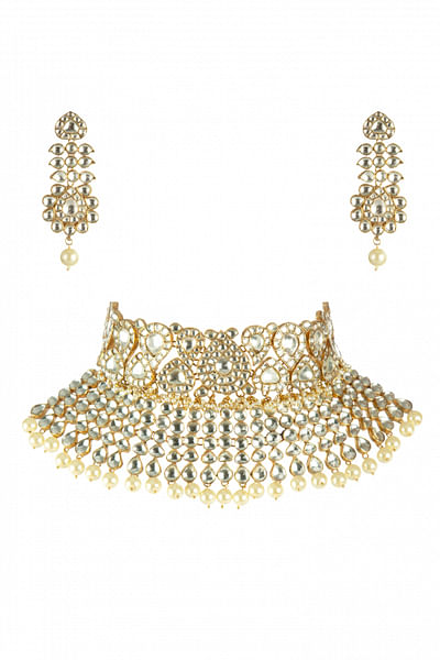 Two layered bridal necklace set