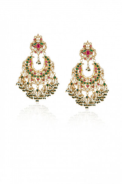 Multicoloured chandbaali earrings