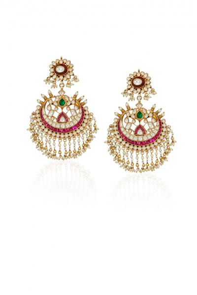 Riana Jewellery Red and brown meenakari earrings RJERE028