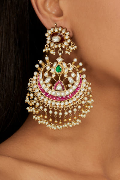 Riana Jewellery Red and brown meenakari earrings RJERE028