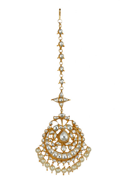Riana Jewellery Pearl hanging maang tikka RJERH065