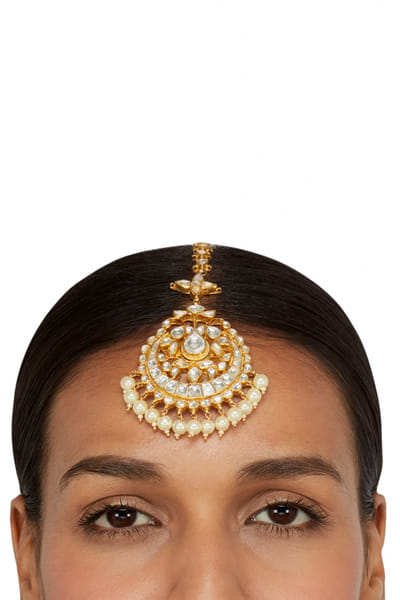 Riana Jewellery Pearl hanging maang tikka RJERH065