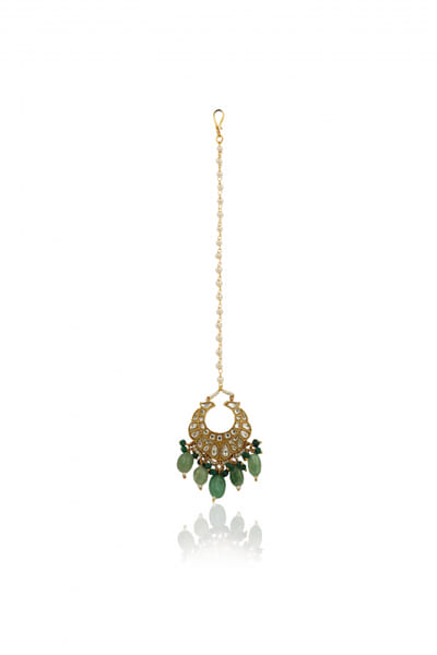 Riana Jewellery Sea green beads maang tikka RJERH198