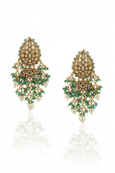 Green stone and jadtar earrings