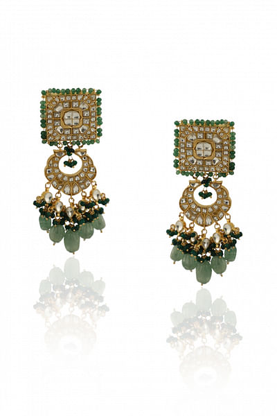 Jadtar and sea green stone earrings