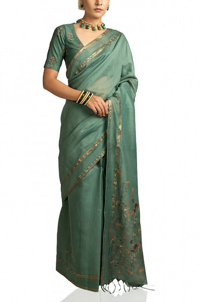 Green chanderi sari