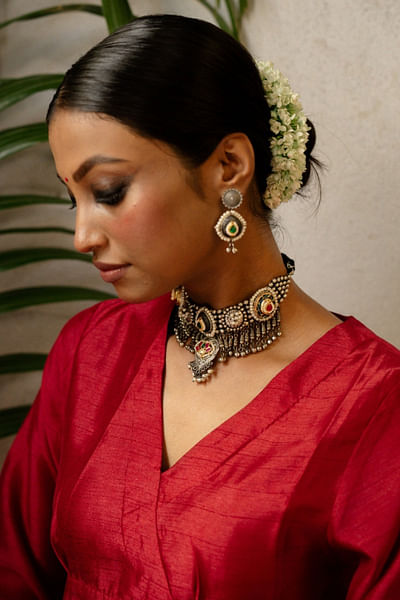 Multicolour oxidized necklace set