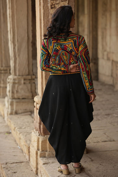 Purvi doshi Black cowl dhoti pants PURVJUN26D147963