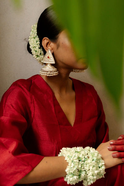 Silver embellished jhumkas