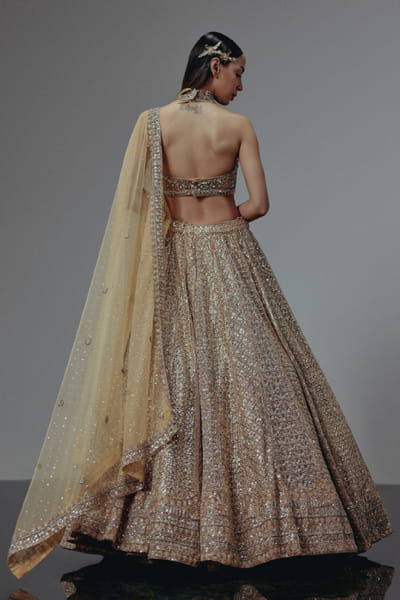 RA'KAIRA Antique gold hand embellished lehenga set RAKAMAY26D145098