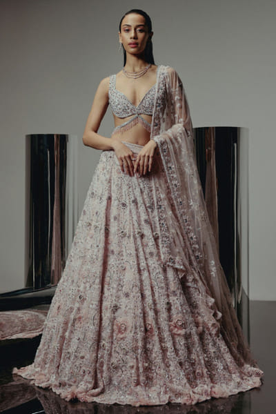 RA'KAIRA Blush pink hand embellished lehenga set RAKAMAY26D145103