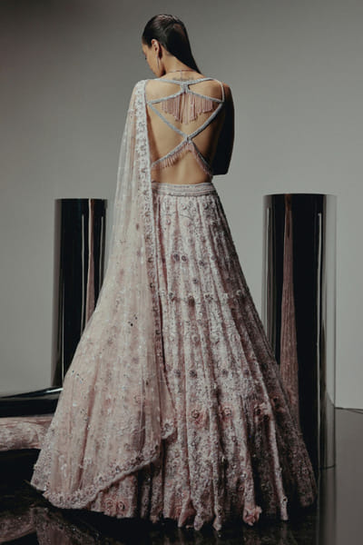 RA'KAIRA Blush pink hand embellished lehenga set RAKAMAY26D145103