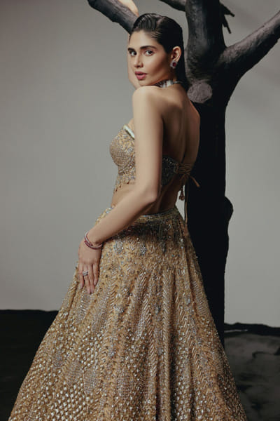 RA'KAIRA Gold hand embellished lehenga set RAKAMAY26D145105