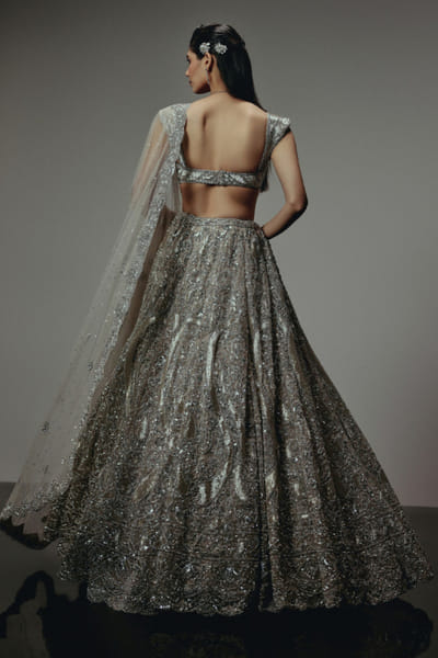 RA'KAIRA Silver hand embellished lehenga set RAKAMAY26D145112