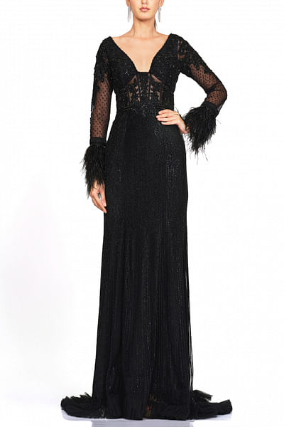 Black embellished gown