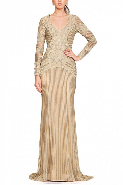 Ivory embellished net gown