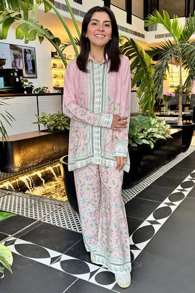 Pink floral printed co-ord set