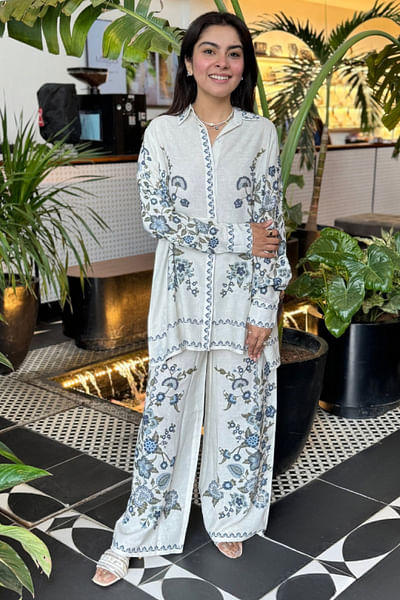 White floral print co-ord set