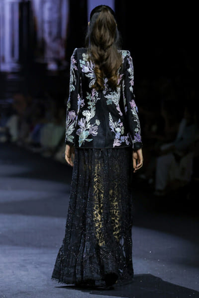 Ritika Mirchandani Black crystal embroidered net jacket skirt set RITIMAY26D145305