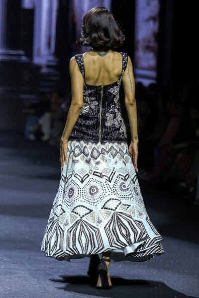 Ritika Mirchandani Black and white ajrakh embroidered lehenga set RITIMAY26D145307