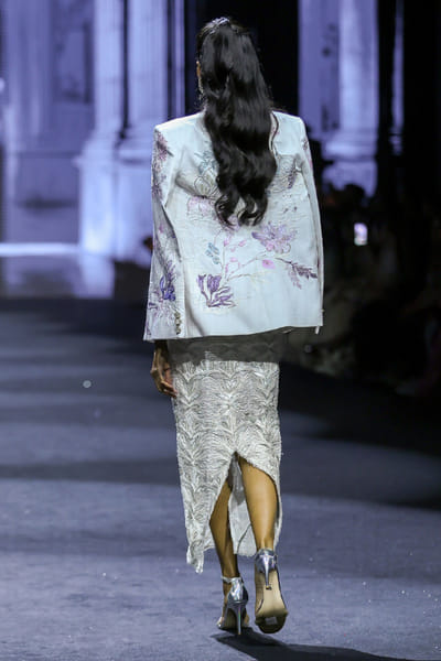 Ritika Mirchandani Grey floral printed jacket dress RITIMAY26D145315