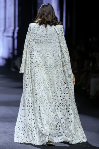 Ritika Mirchandani Ivory cutwork embroidered jacket kurta set RITIMAY26D145316