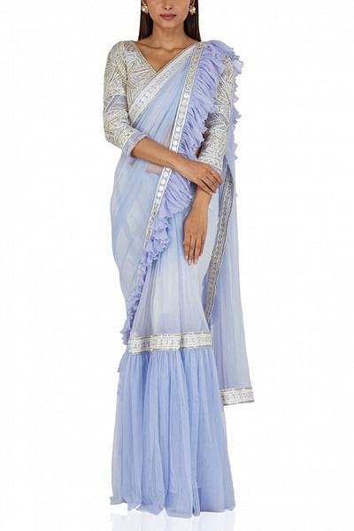 Ruffled sari with blouse