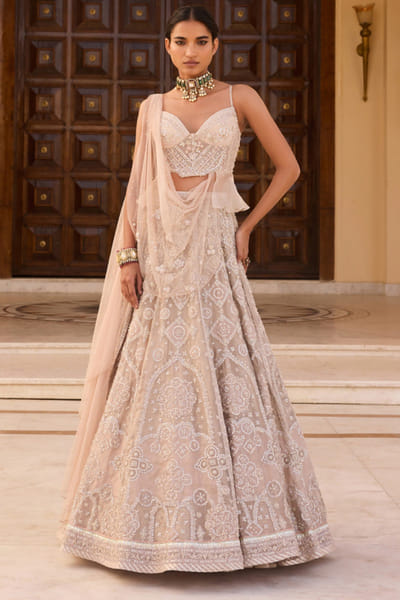 Watergold draped lehenga set