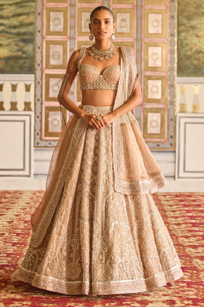 Mint embroidered lehenga set