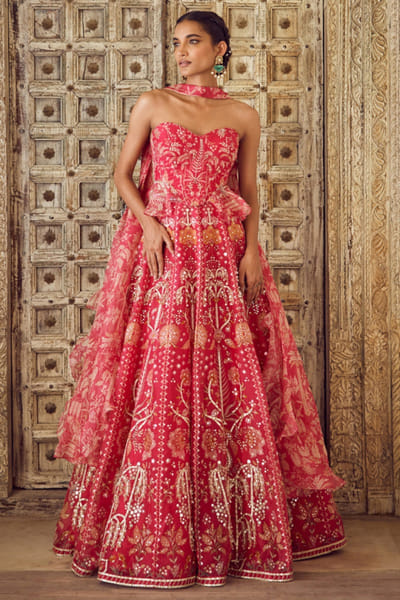Fuchsia printed lehenga set