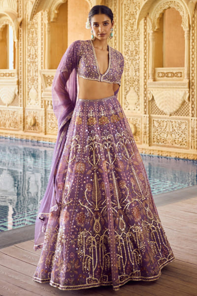 Lilac printed lehenga set
