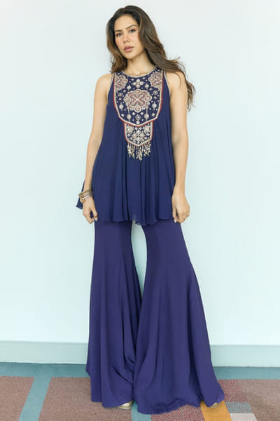 Ridhi Mehra Purple embroidered kurta and sharara set RIDDEC25D133655