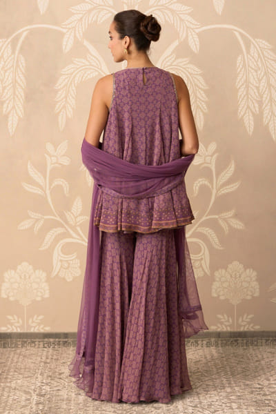 Ridhi Mehra Lilac print embroidered kurta gharara set RIDDEC25D133656