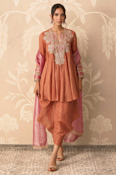 Ridhi Mehra Orange embroidered kurta salwar set RIDDEC25D133662