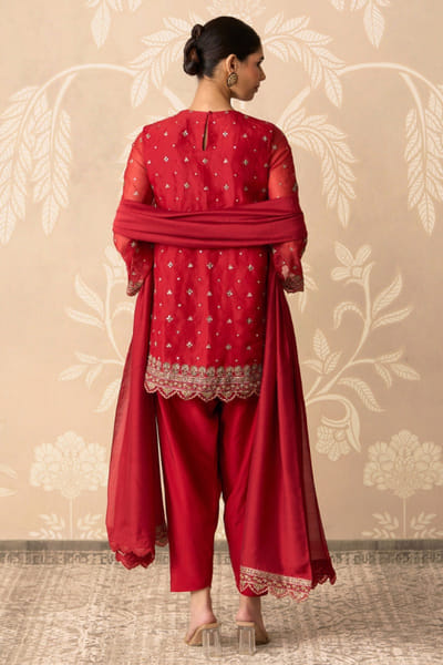 Ridhi Mehra Rust orange embroidered kurta and salwar set RIDDEC25D133666