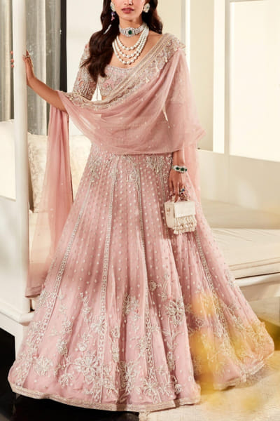 Ridhi Mehra Onion pink embroidered lehenga set RMHBGAPR2214
