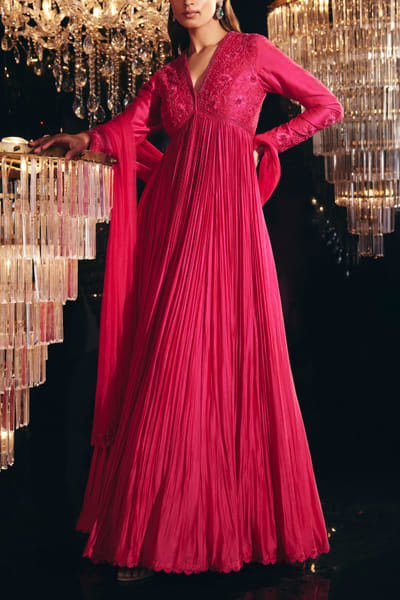 Ridhi Mehra Red embroidered peplum and sharara set RMHOCT2213