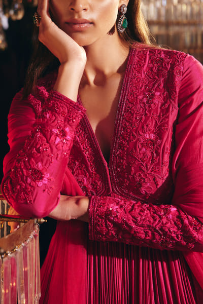 Ridhi Mehra Red embroidered peplum and sharara set RMHOCT2213